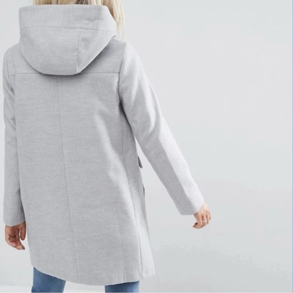 ASOS Petite Gray Slim Hooded Coat with Zip Front | Womens US 4 (Petite) - Picture 3 of 11